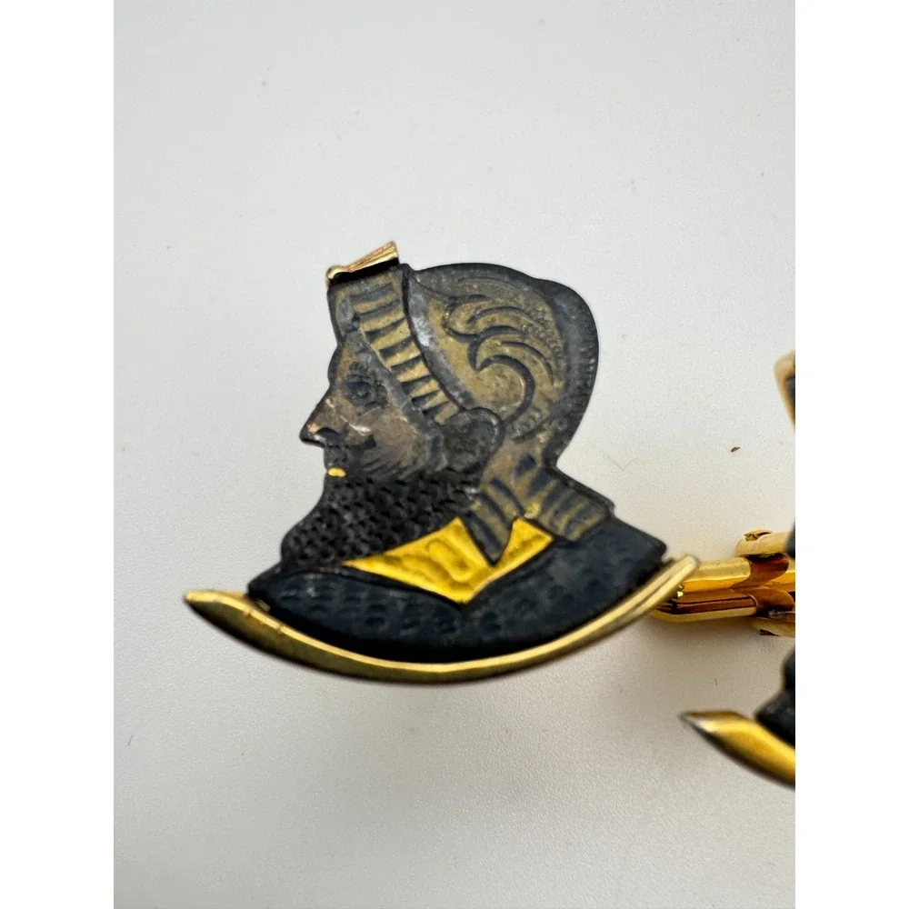 Vintage Damascene Cufflinks Roman Soldier Knight